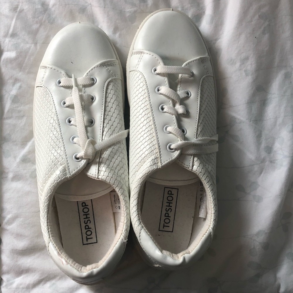 Top shop white pleather sneakers